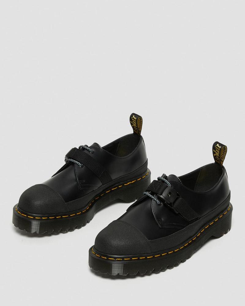 Dr Martens 1461 Made In England Bex Tech Smooth Læder Oxford Sko Dame Sort | DK 352NWY